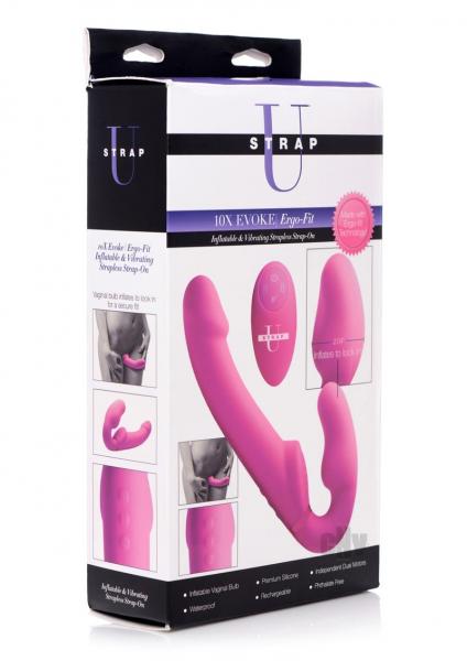 10X Evoke Ergo Fit Inflatable & Vibrating Strapless Strap-On Dildo Sex Toy Product