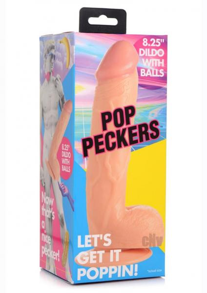 Pop Peckers Dildo W/balls 8.25 Light