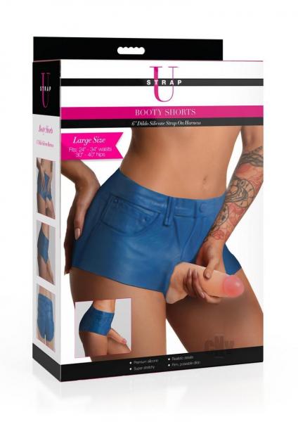 Booty Shorts 6 Inch Dildo Silicone Strap On Harness - Small