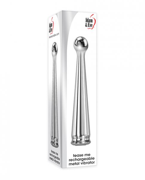 Adam & Eve Tease Me Rechargeable Metal Vibrator – Chrome