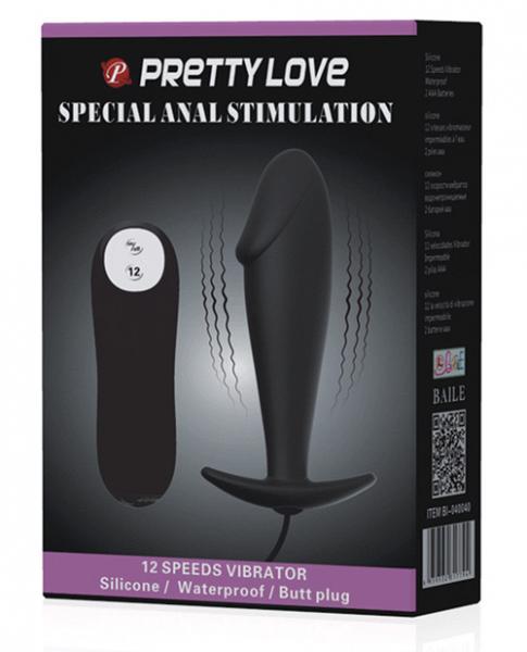 Pretty Love Vibrating Penis Shaped Butt Plug Black Sex Toy Product