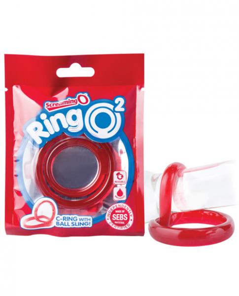 Screaming O Ringo 2 Red C-Ring with Ball Sling Sex Toy Product