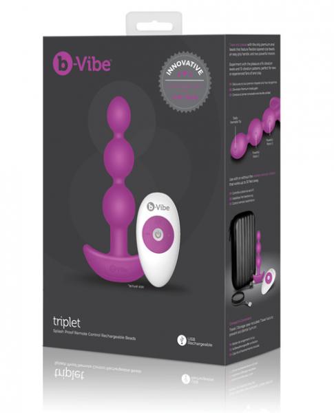 B-Vibe Remote Triplet Anal Beads Purple Sex Toy Product