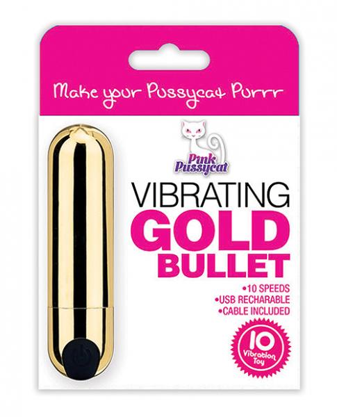 Pink Pussycat Vibrating Bullet – Gold