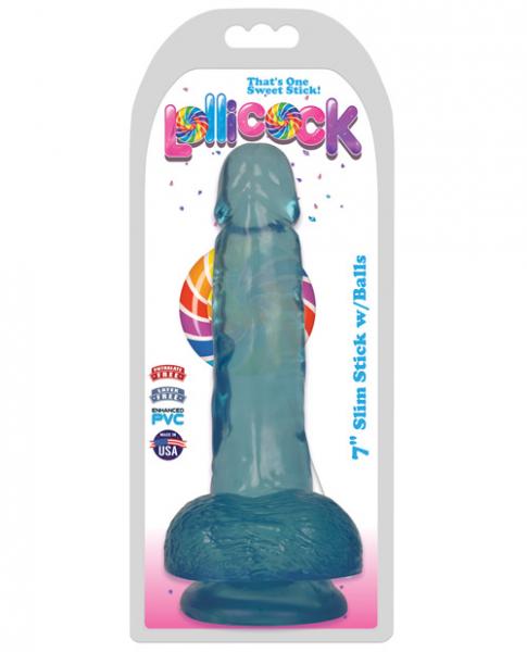 Lollicock 7 inches Slim Stick with Balls Berry Ice Blue  Sex Toy Product