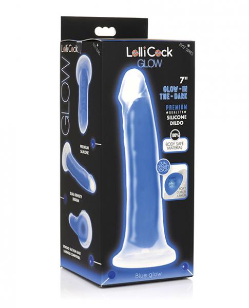 Curve Toys Lollicock 7" Glow In The Dark Silicone Dildo - Blue Sex Toy Product