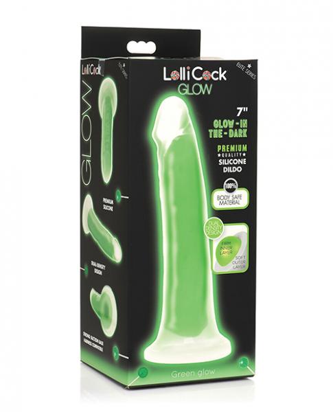 Curve Toys Lollicock 7" Glow In The Dark Silicone Dildo - Green Sex Toy Product