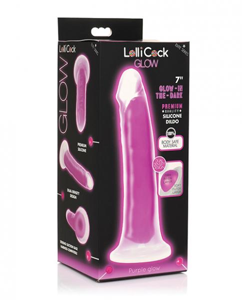 Curve Toys Lollicock 7" Glow In The Dark Silicone Dildo - Purple Sex Toy Product