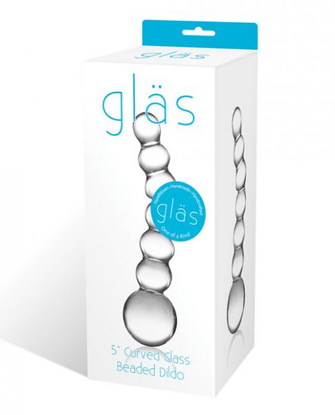 Glas 5 inches Curved Glass Beaded Dildo Clear Image 3