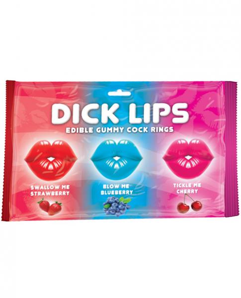 Dicklips Edible Gummy Cock Rings Asst. Flavors 3 Pack  Sex Toy Product