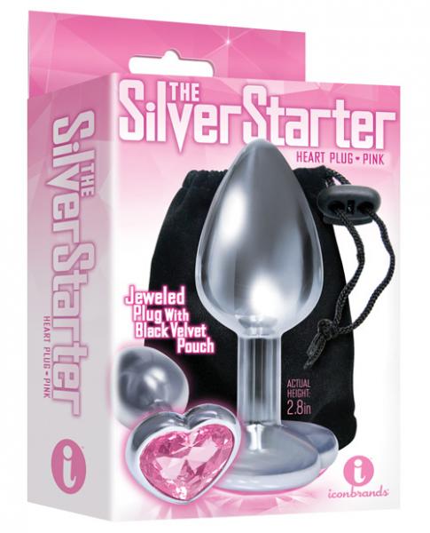 The Silver Starter Bejeweled Heart Steel Plug Pink Sex Toy Product