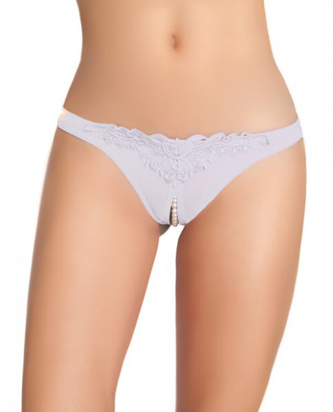 Crotchless Thong with Pearls White O/S Sex Toy Product