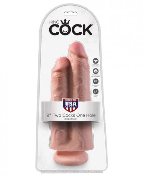 King Cock 9 inches Two Cocks One Hole Beige Sex Toy Product