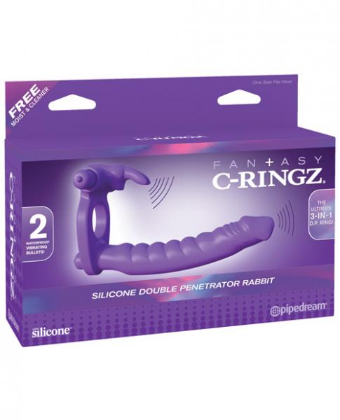 Fantasy C-Ringz Silicone DP Rabbit Vibrator Purple Image 3