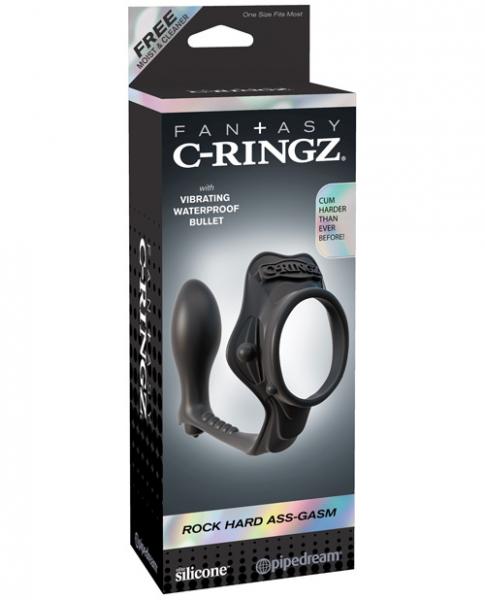 Rock Hard Ass Gasm Vibrating Ring - Black Sex Toy Product