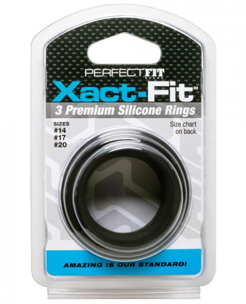 Xact-Fit 3 Ring Kit S/M/L Black Silicone Image 3