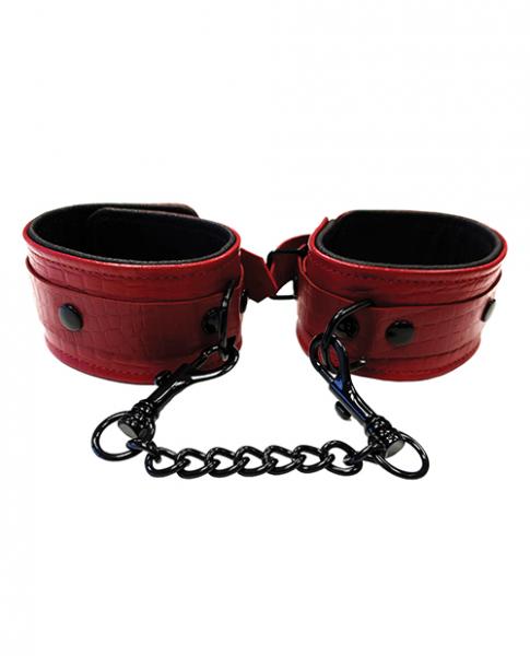 Rouge Anaconda Leather Wrist Cuffs Burgundy Black Sex Toy Product