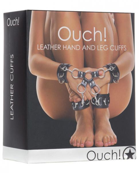 Ouch Leather Hand And Leg Cuffs Black Sex Toy Product