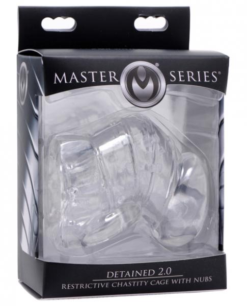 Detained 2.0 Restrictive Chastity Cage With Nubs Clear Sex Toy Product