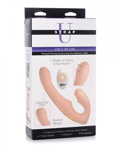 Strap U U-pulse Silicone Strapless Strap-on Wremote – Blush