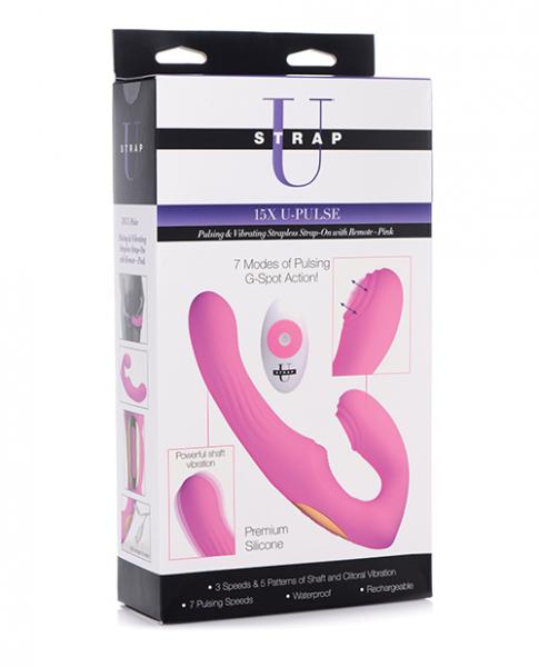 Strap U U-pulse Silicone Strapless Strap-on Wremote – Pink