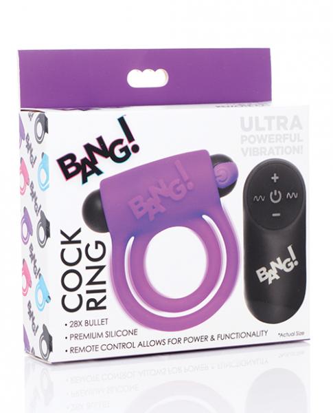 Bang! Vibrating Cock Ring & Bullet Wremote Control – Purple