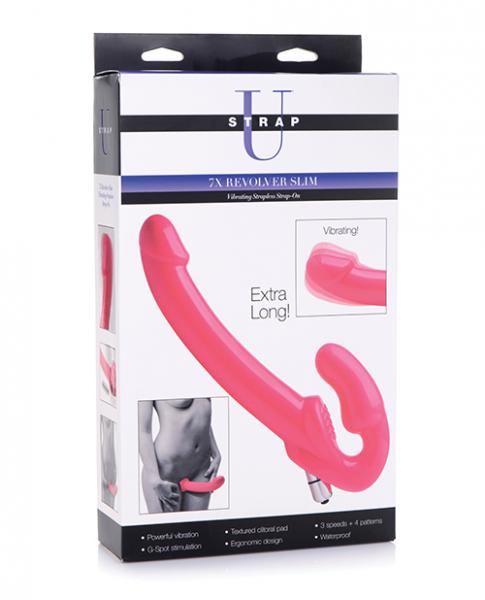 Strap U Revolver Slim Vibrating Strapless Strap-on – Pink