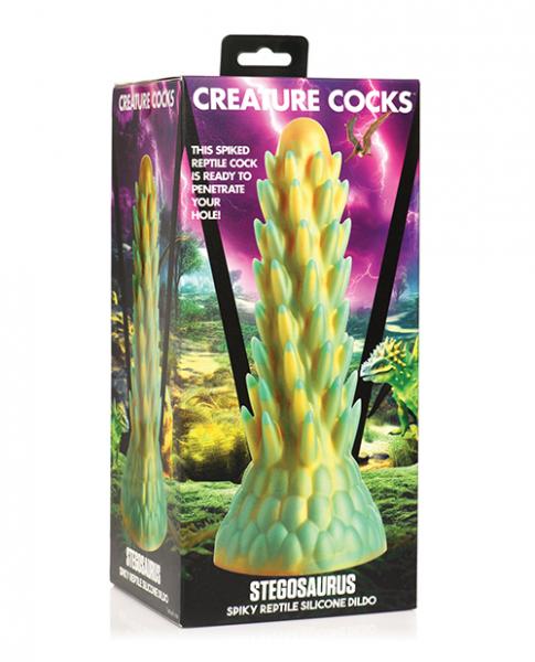 Creature Cocks Stegosaurus Spiky Reptile Silicone Dildo - Teal/gold Sex Toy Product