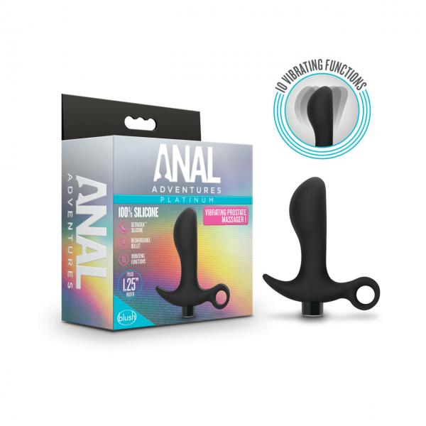 Anal Adventures Platinum Silicone Vibrating Prostate Massager 1 Black Sex Toy Product