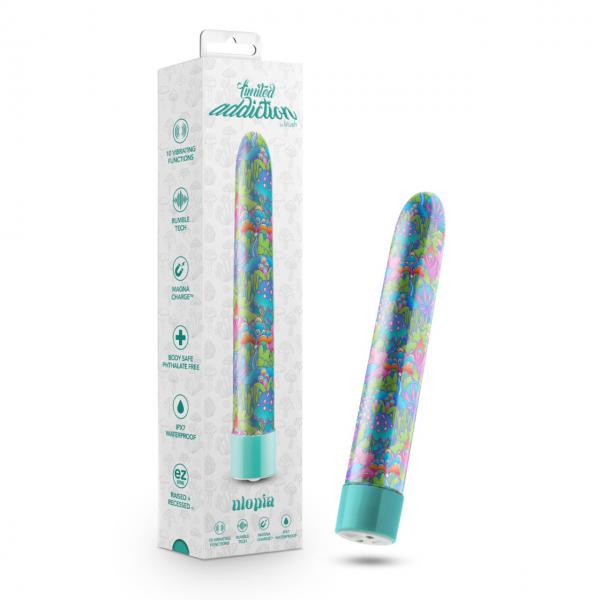 Limited Addiction Utopia 7 In Rechargeable Vibe Aqua Sex Toy Product