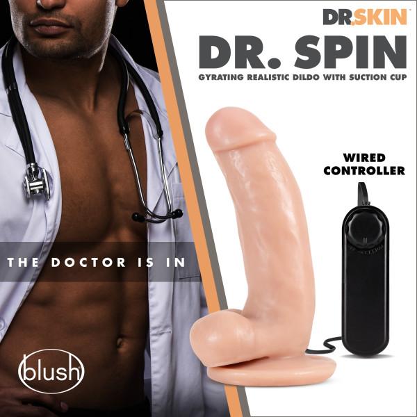 Dr. Skin Dr. Spin 7in Gyrating Realistic Dildo Vanilla Sex Toy Product