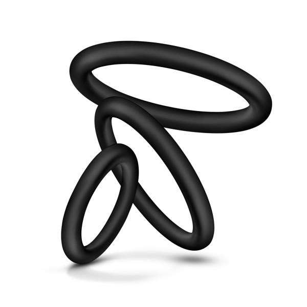 Performance VS4 Pure Premium Silicone Cockring Set Black Sex Toy Product