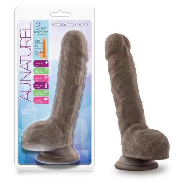 Au Naturel 9 inches Sensa Feel Dildo Chocolate Brown Image 3
