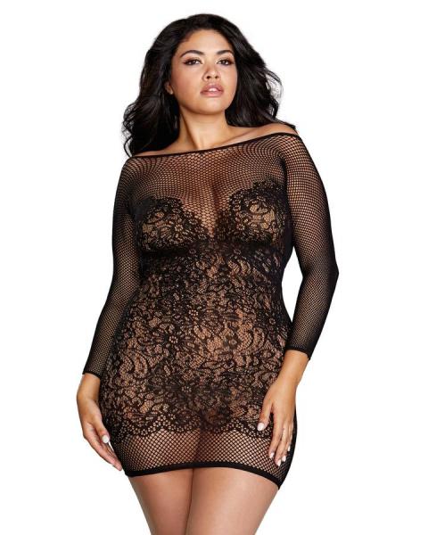 Seamless Fishnet & Lace Versatile Chemise Black Queen Sex Toy Product