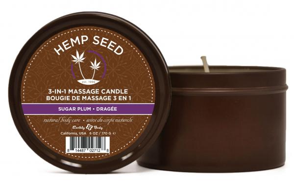 Earthly Body 3 In 1 Massage Candle Sugar Plum 6oz  Sex Toy Product