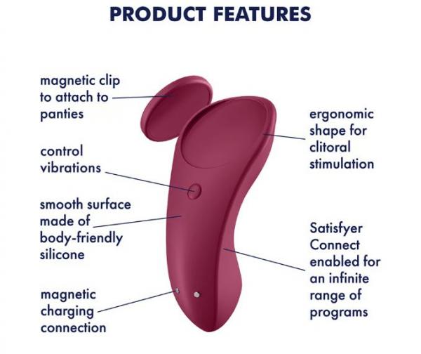 Satisfyer Sexy Secret Panty Vibrator - Red Wine, alternate view 2