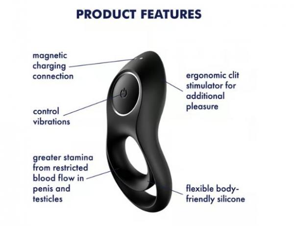 Satisfyer Legendary Duo Ring Vibrator - Black, alternate view