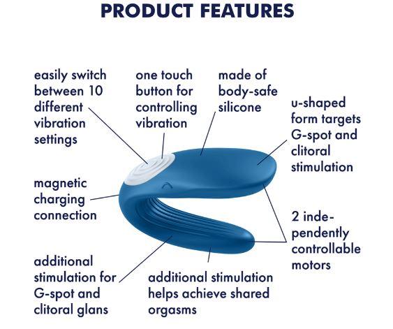 Satisfyer Partner Whale Blue Vibrator by Partner Vibrator, alternate view 4