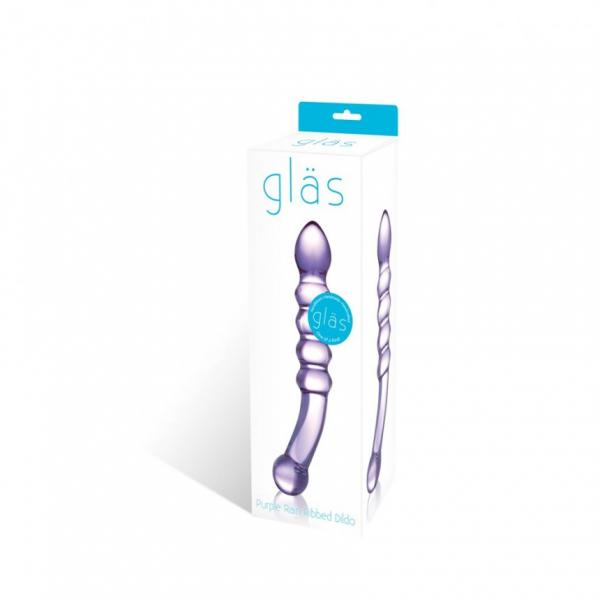 Purple Rain Ribbed Glass Dildo Sex Toy Product