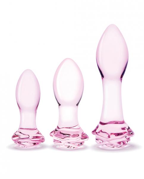Glas 3pc Rosebud Butt Plug Set Sex Toy Product