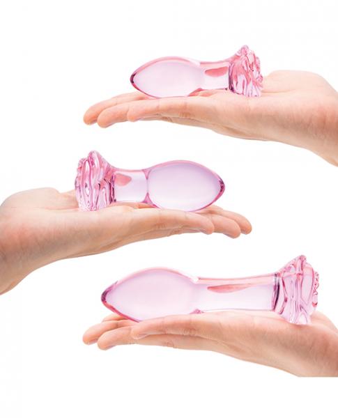 Glas 3pc Rosebud Butt Plug Set Sex Toy Product