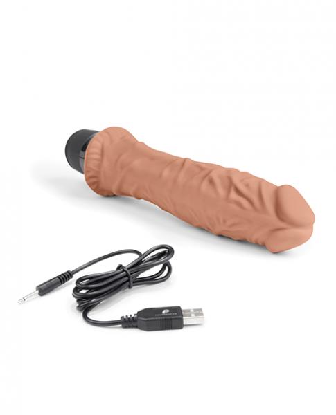 Powercocks 8in Girthy Vibrator Mocha Sex Toy Product