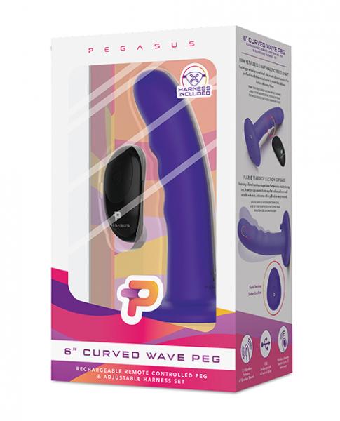 Pegasus 6 inches Curved Wave Peg Harness & Remote Purple Sex Toy Product