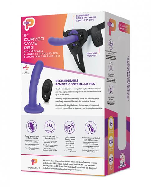 Pegasus 6 inches Curved Wave Peg Harness & Remote Purple Sex Toy Product