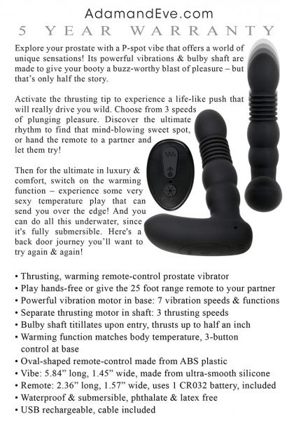 Adam & Eve Adams Warming & Rotating Prostate Thruster Sex Toy Product