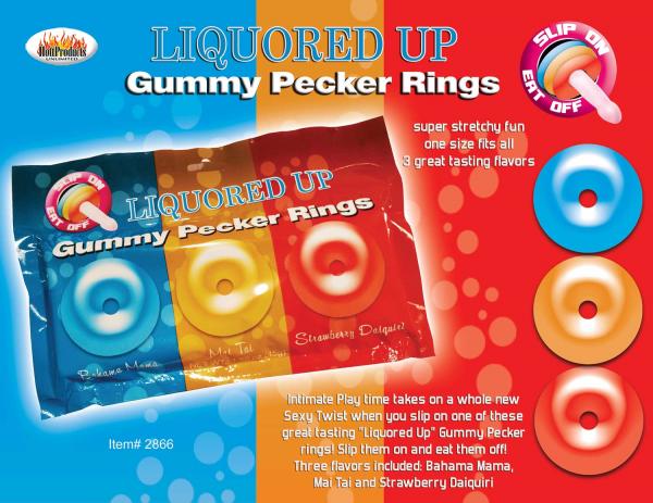 Liquored Up Pecker Gummy Rings 3 Pack Sex Toy Product