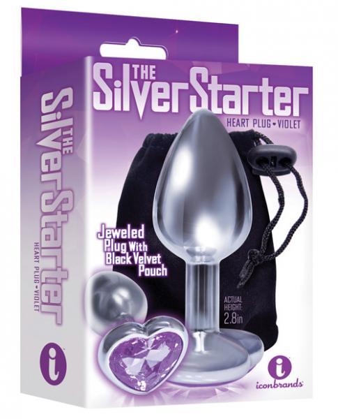 The Silver Starter Heart Bejeweled Stainless Steel Plug Violet Sex Toy Product