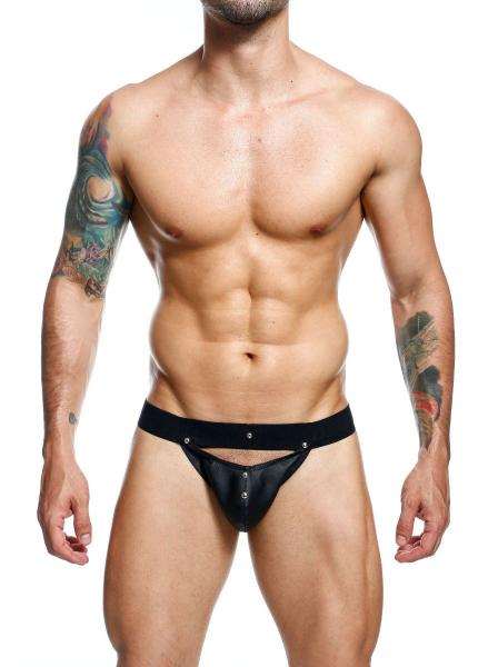 Male Basics Dngeon Peekaboo Jockstrap Black O/s (hanging) Sex Toy Product