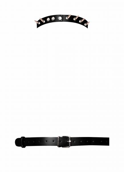 Aurelia Middle Strap Harness W/ Choker Collar & Spikes Black O/s Sex Toy Product