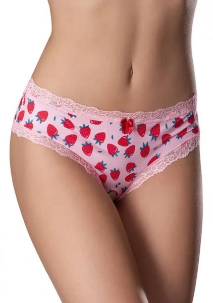 Sweet Treats Crotchless Boy Short W/wicked Sensual Care Strawberry Lube - Pink Qn